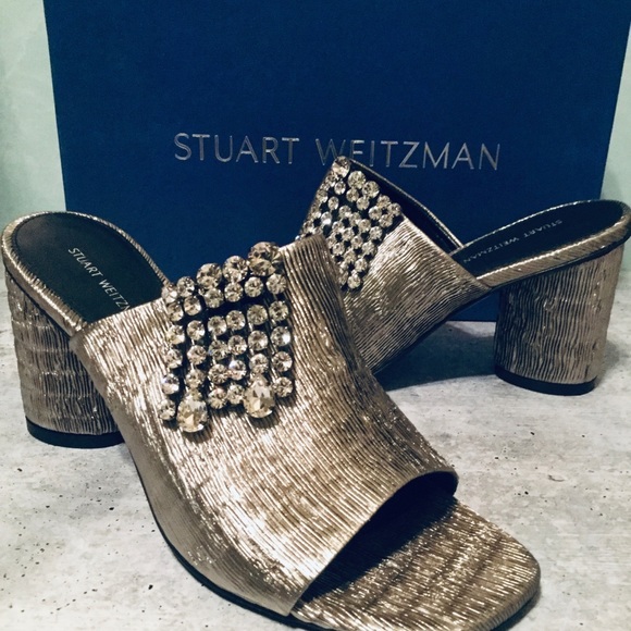 Stuart Weitzman Theone Pleated Lurex Heels 7 - Picture 8 of 8